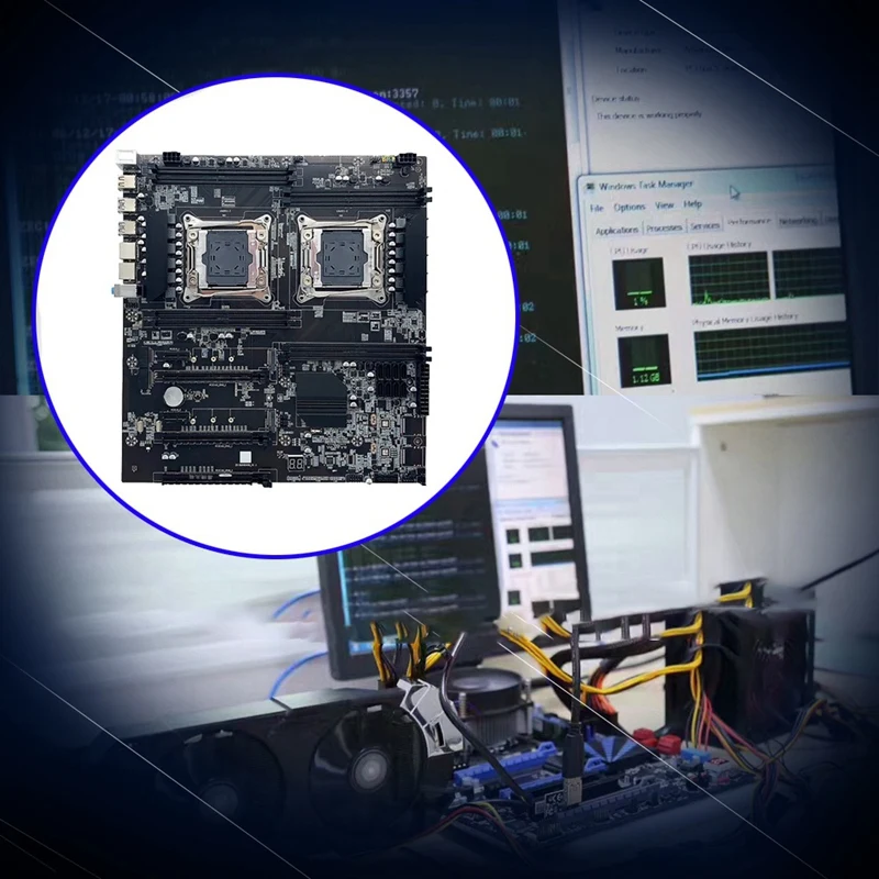 Материнская плата X99 Dual CPU ALEO для майнинга + кабель SATA перегородка LGA2011 V3/V4 8XDDR4 слот