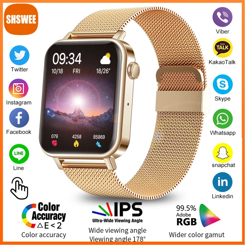 

New Clock Women Smartwatch Full Touch Screen Support Dial Call Heart Rate Blood Pressure Smart Watch Men for Android Apple Watch