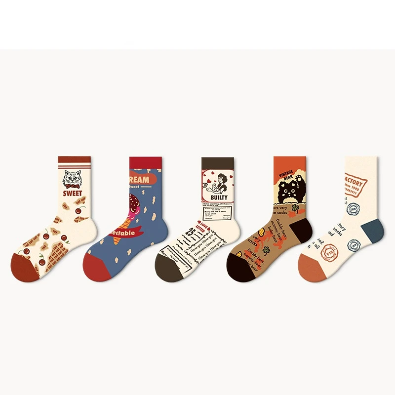 

1 pcs French oil painting socks men's socks women's hot style European and American street retro couple socks cotton socks