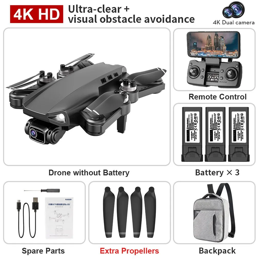 Квадрокоптер L900PRO складной с GPS и двойной HD камерой, 300-600 м