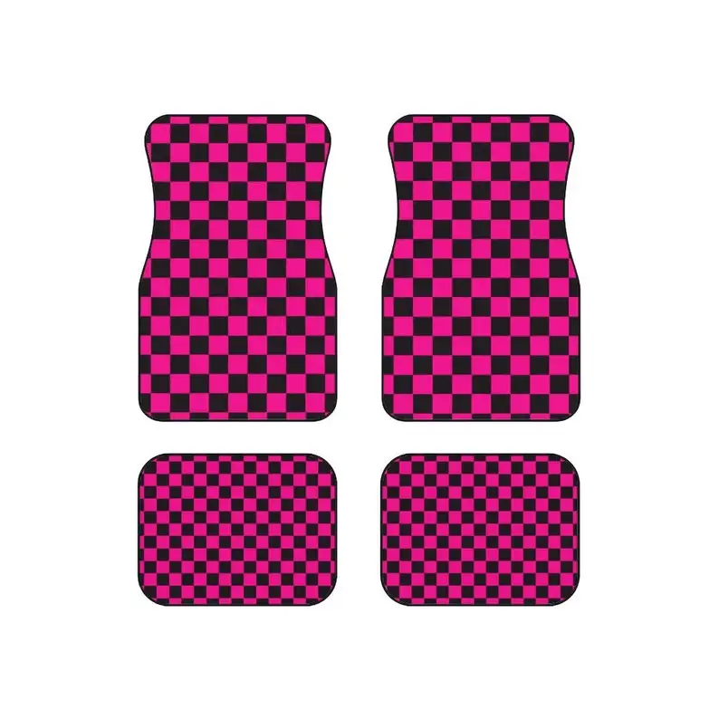 

Checkered pink black Car Floor Mats Car Mats Set of 4 car truck cute, gift goth Car Accessories Carpet Universal All Weather