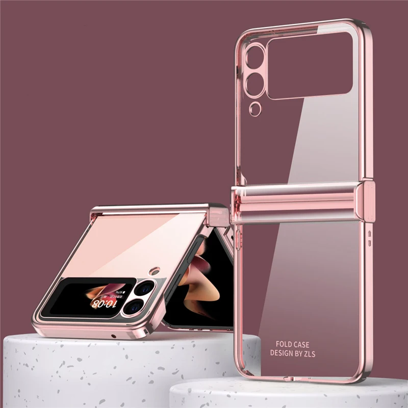 

Case for Samsung Galaxy Z Flip 3 5G Cover transparent Hinge Plating Frame Full Protection Hard PC Shockptoof Fundas For Z Flip3