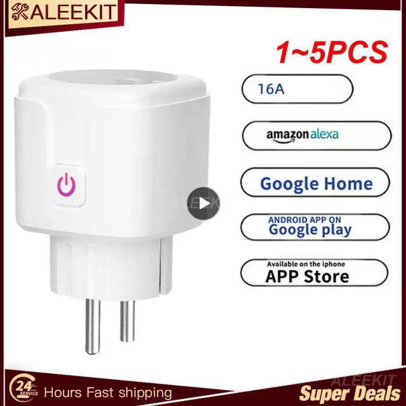 

1~5PCS Smart WiFi Plug Adaptor 16A Remote Voice Control Power Monitor Socket Outlet Timing Function work with Alexa Google Home