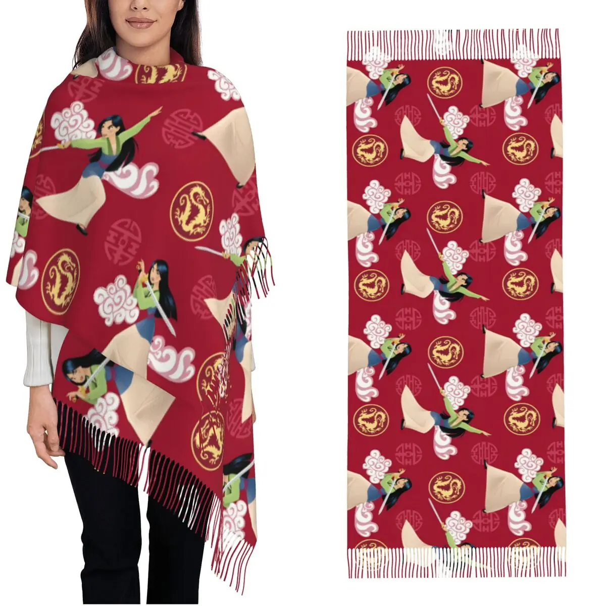 Красота шали принцессы Мулан женские зимние теплые большие мягкие шарфы шейный
