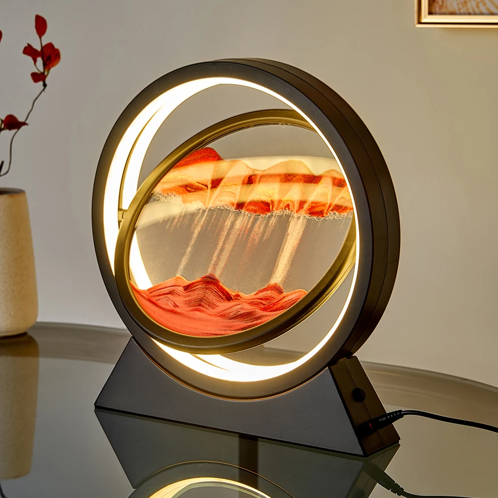 

3D Hourglass LED Lamp Quicksand Moving Sand Art Sand Scene Dynamic Living Room Decoration Accessories Modern Home Decor Gift