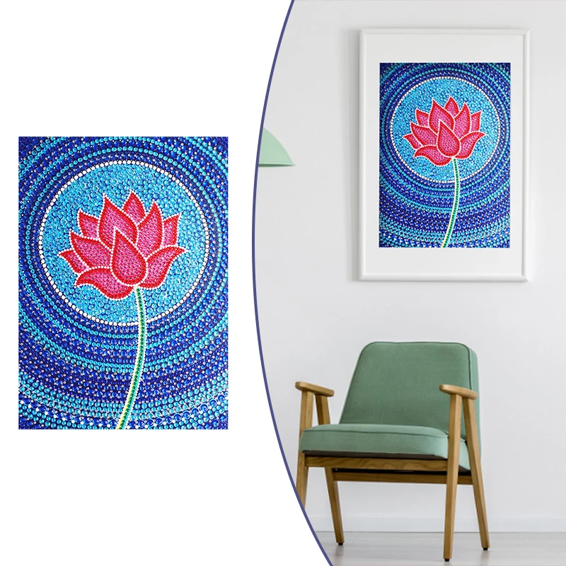 

Алмазная мозаика в виде лотоса, с кристаллами