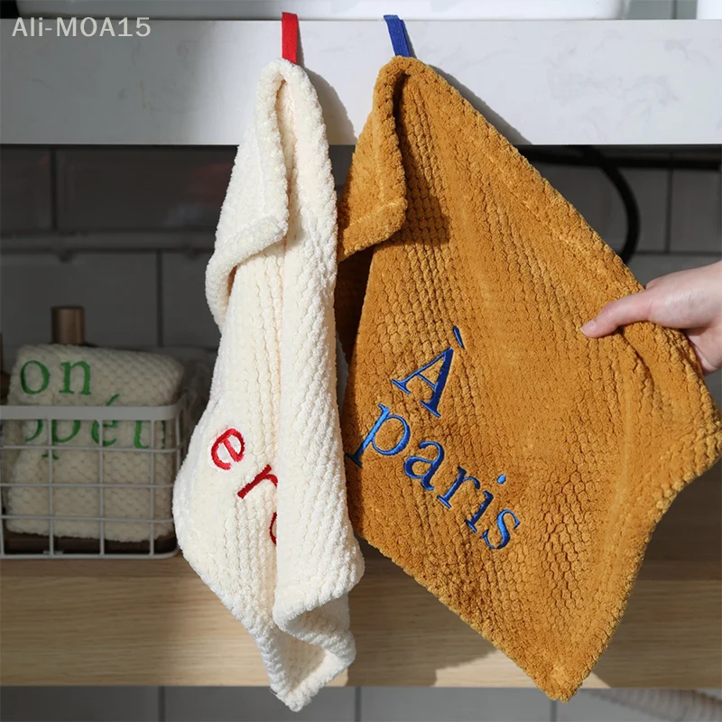 Letter Embroidery Hand Towel Soft Water Absorption Hand Towel For Kitchen Bathroom