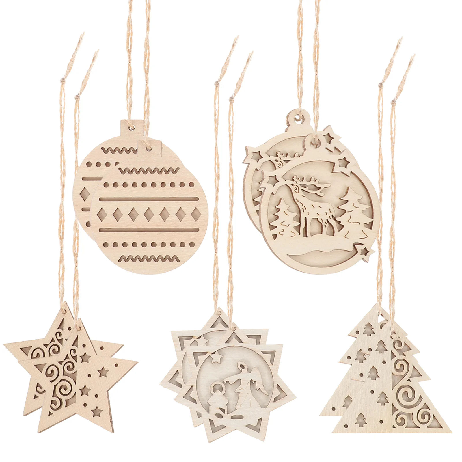 

Christmas Wood Hanging Wooden Tree Ornaments Xmas Unfinished Cutouts Embellishments Slices Crafts Ornament Blank Tags