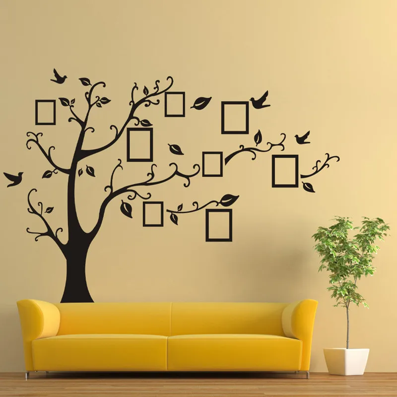 

Large Size Creative Wall Stickers Black 3D DIY Photo Tree PVC Wall Decals/Adhesive Family Wall Stickers Mural Art Home Decor