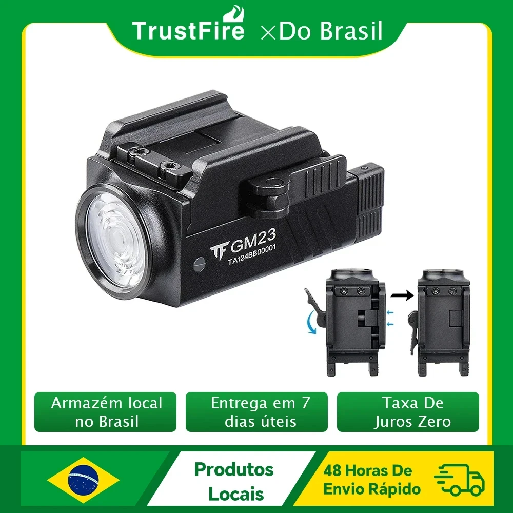 Trustfire gm23 lanterna tática led 800lm usb recarregável luzes de liberação rápida para gl & 20mm picatinny ferroviário tauru tx2
