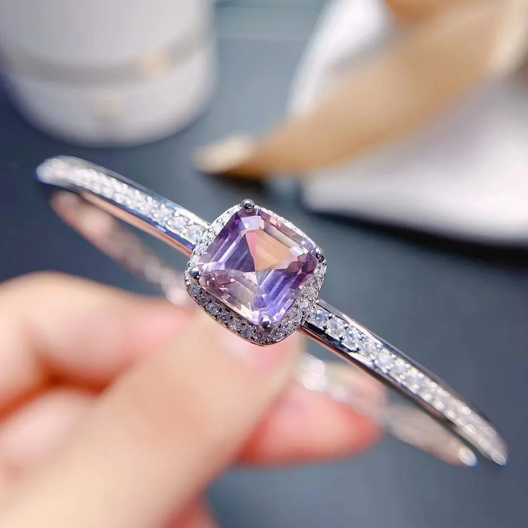 

Женский свадебный браслет из серебра 925 пробы с натуральным аметрином