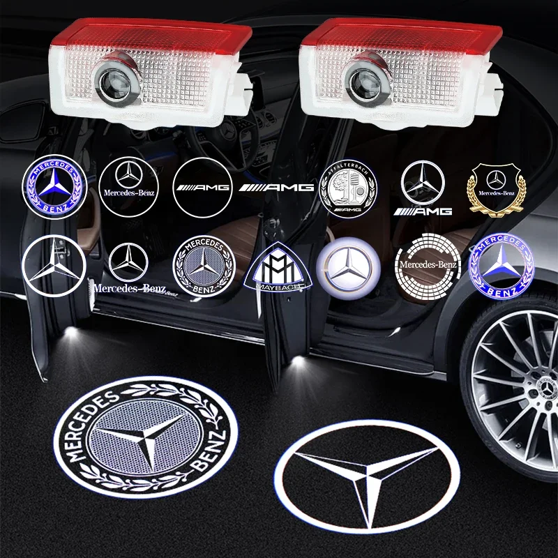 2 шт. Светодиодные Автомобильные дверные логотипы Mercedes Benz AMG A C E GLC GLA GLE GLB Class W177 W205