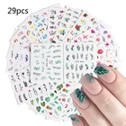 Новинка, Набор наклеек для дизайна ногтей, черные кружева, разноцветные блестящие цветочные водные переводки, маникюр, бабочки, Набор наклеек для дизайна ногтей, 8-55 шт., гибридные