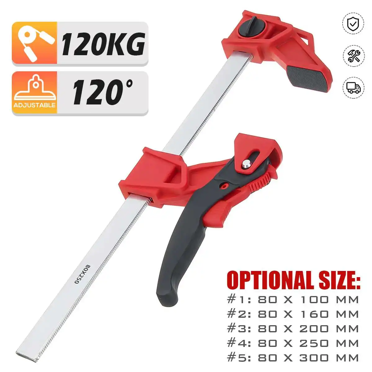 

120 кг 120 ° MFT зажим быстрая направляющая рельсовый зажим 100/160/200/250x80 мм F-зажим для MFT и направляющей рельсовой системы деревообработки своими р...