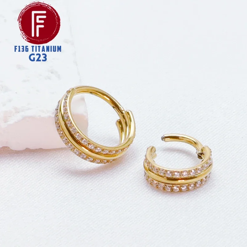 F136 Титановое кольцо в носу Цирконовые бусины CZ Спираль Пирсинг Ушной хрящ Daith