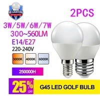 2pcs ampoule e14 e27 lampada led bulb ac 220v g45 bombillas 3w 5w 6w 7w warm cold white daylight lamp lighting for living room