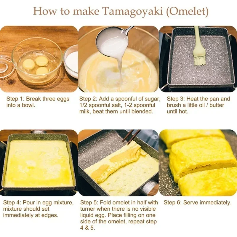 Японская компактная антипригарная настольная сковорода Tamagoyaki прямоугольная