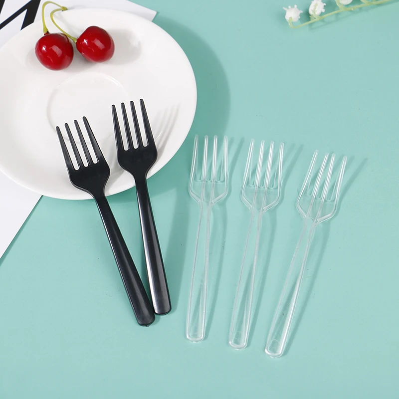 

100Pcs Clear Transparent Forks For Party Sticks Picks Skewer Set Fruit Forks