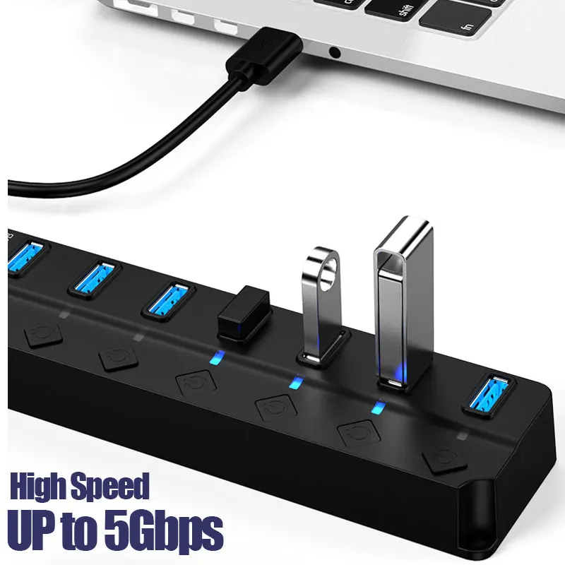 USB 3 0 разветвитель с выключателем 4/7 портов |