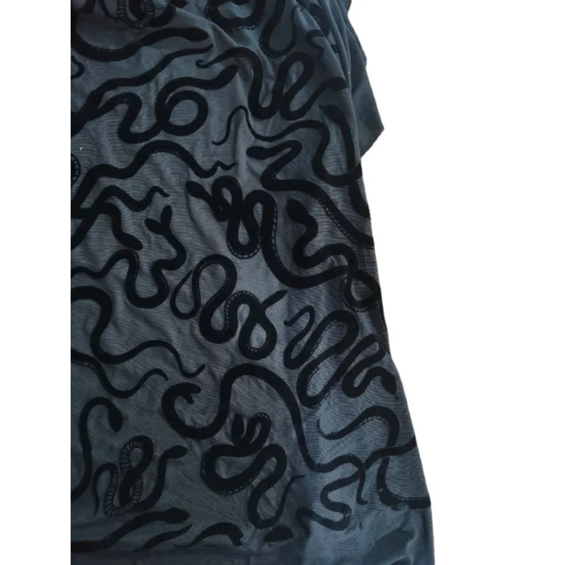 1 ярд тянущаяся черная бархатная ткань с флокированием спандекс сетчатая