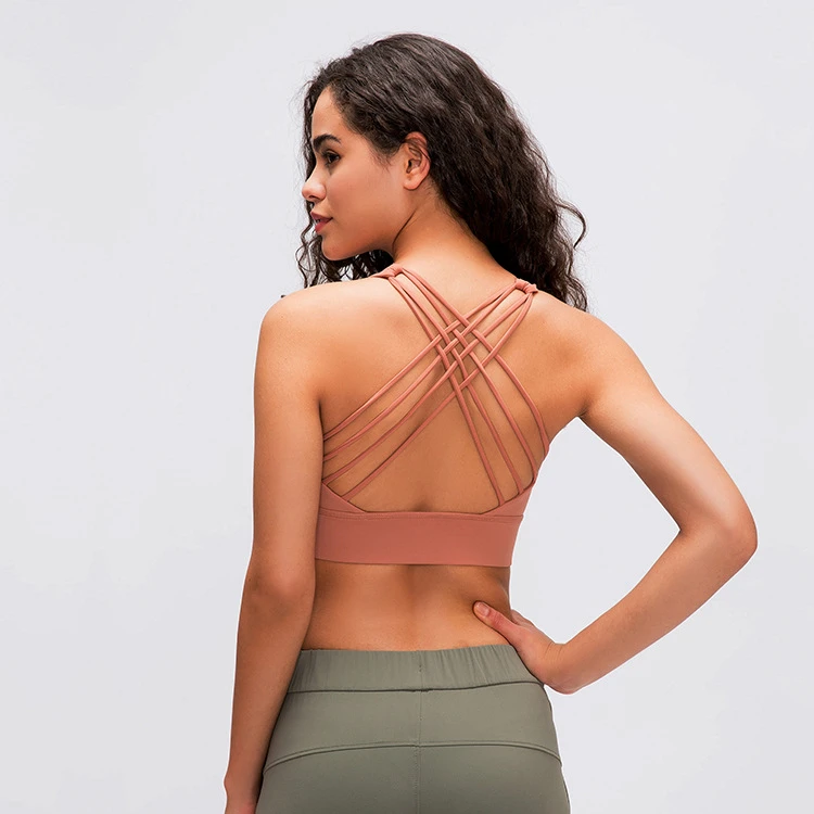 

Lulu Women's Breathable Shockproof Beauty Back Sports Bra Yoga Gym Workout Running Tank Top Stretchy Sport Tops Bra with Logo