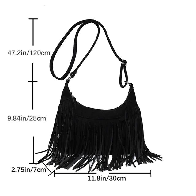 Luxury Party Shoulder Side Bag Fashion Suede Tassel Small Crossbody Bags for Women Winter Designer Punk Style Handbags Purses 6
