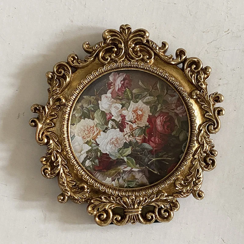 

Круглая фоторамка из смолы Винтажное круглое золото 15,5*16,5 см