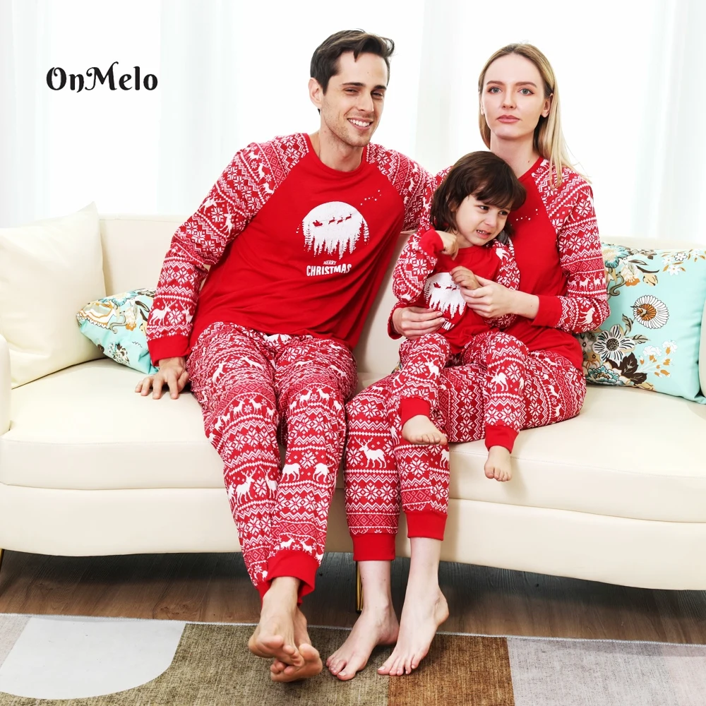 

OnMelo Family Christmas Pajamas Matching Deer Mommy And Me Pyjamas Clothes Sets Look Sleepwear Mother Daughter Father Son Outfit