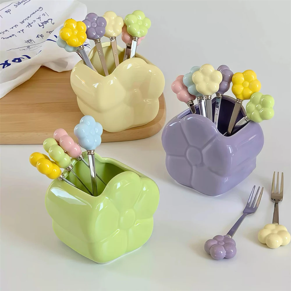 Креативная вилка из нержавеющей стали в корейском стиле милая форма цветка