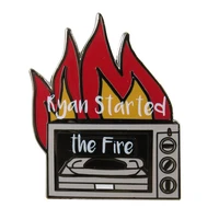 ryan started the fire dunder mifflin brooch metal badge lapel pin jacket jeans fashion jewelry accessories gift