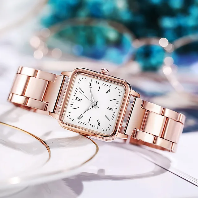 2023 деловые кварцевые часы, женские розовые золотые Простые Модные Повседневные брендовые наручные часы, роскошные женские квадратные часы, женские часы