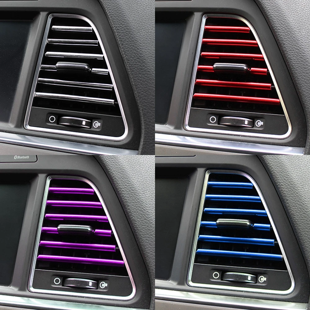 

10pcs Car Air Outlet Conditioner Stickes Auto Vent Strip Grille Trim