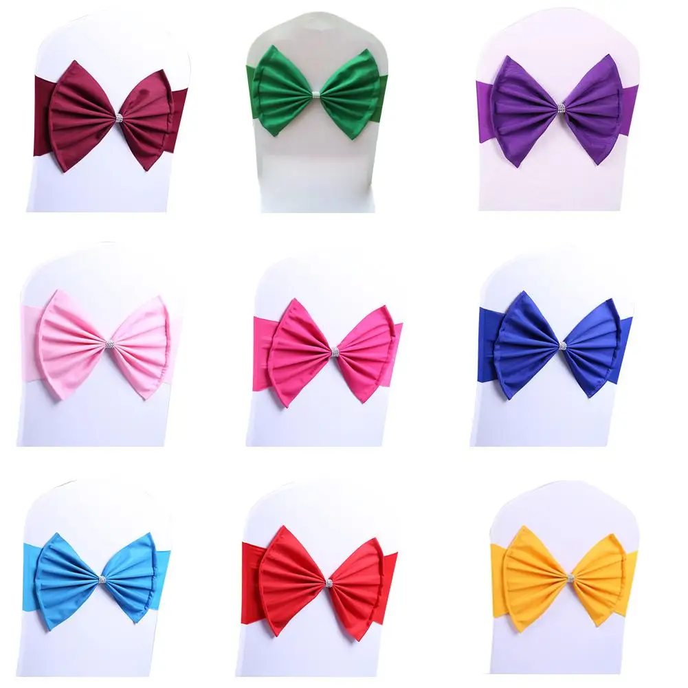 

Elastic Chair Sashes Large Bow Cover For Wedding Party Anniversaries Xmas Birthday Shower Decoration