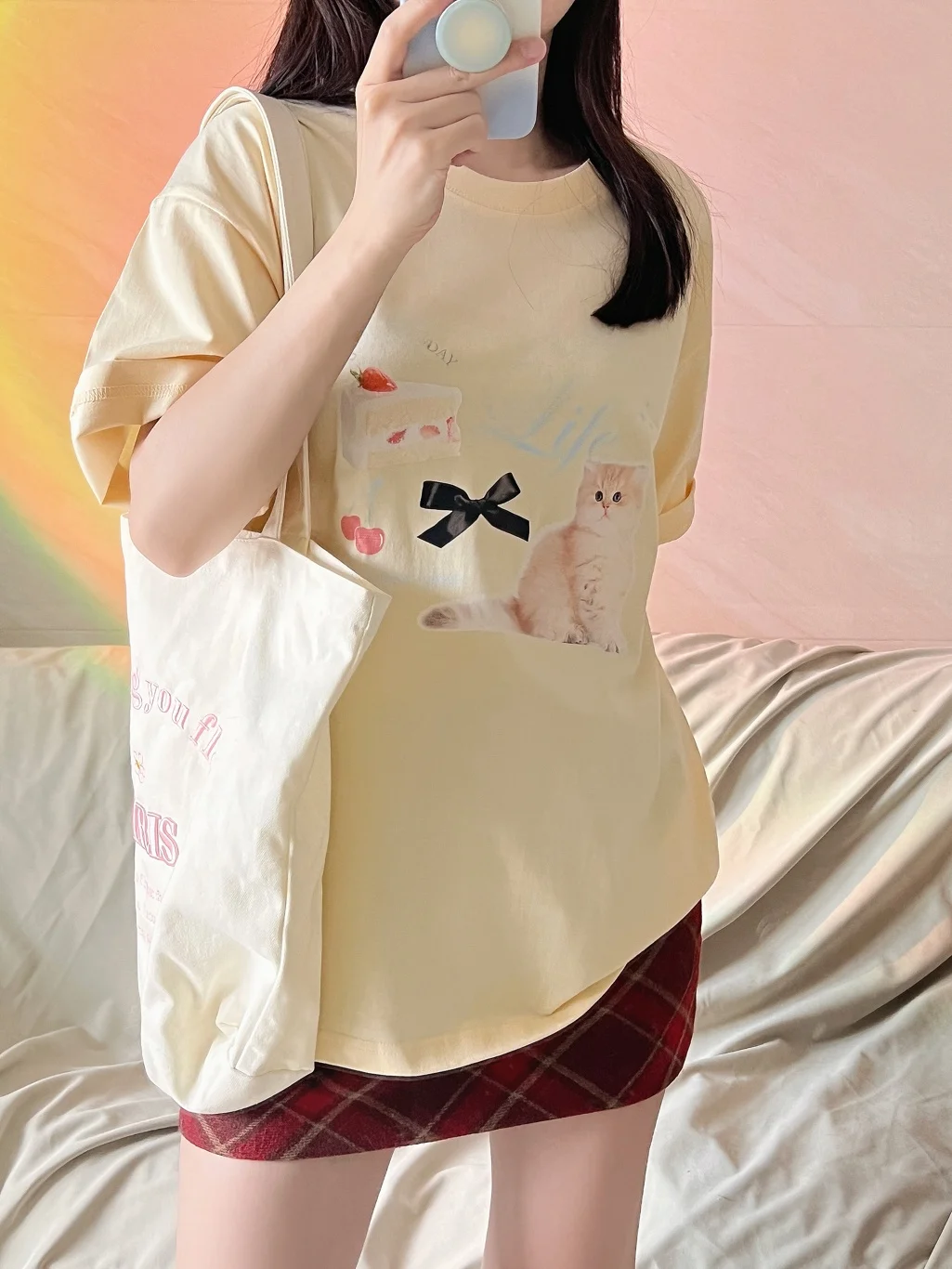 Женская винтажная футболка из чистого хлопка с короткими рукавами и принтом