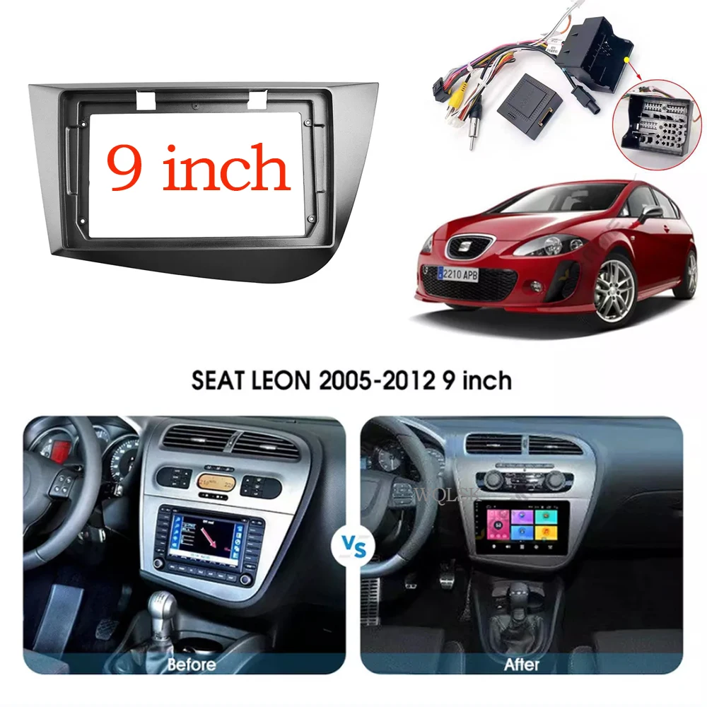 

9 INCH Car Radio Fascia for SEAT LEON 2005-2012 Dash Refitting Installation Mount Kit Stereo GPS DVD Panel CD Player Frame Bezel