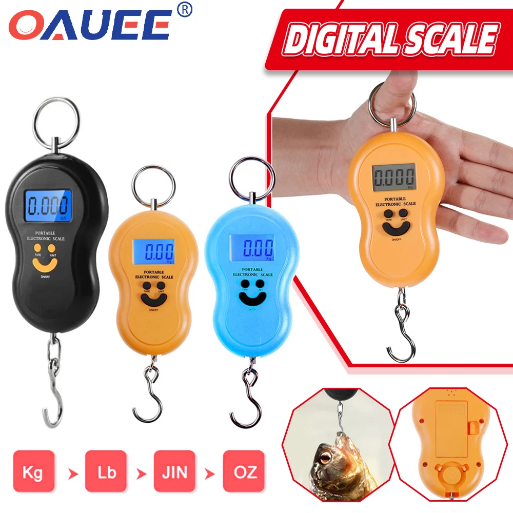 

50Kg Mini Digital Scale For Fishing Luggage Travel Weighting Kitchen Steelyard Hanging Electronic Hook Scale KG/LBS/JIN/OZ