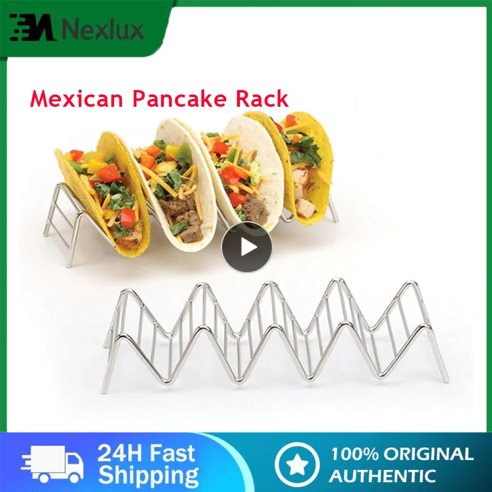 

1~10PC 4Size Wave Shape Stainless Steel Taco Holders Mexican Food Rack Shells Hot Dog Holder Stand Taco Rack Kitchen Accessories