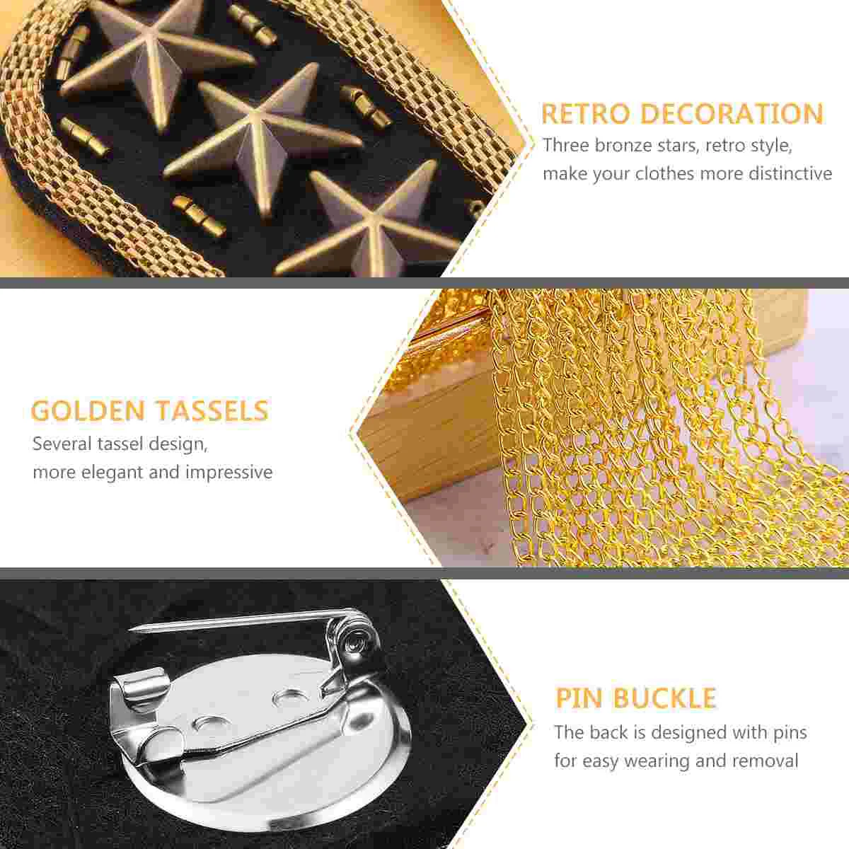 FENICAL 1 пара звеньев цепи эполета наплечники значок (золото) эполет с кисточками