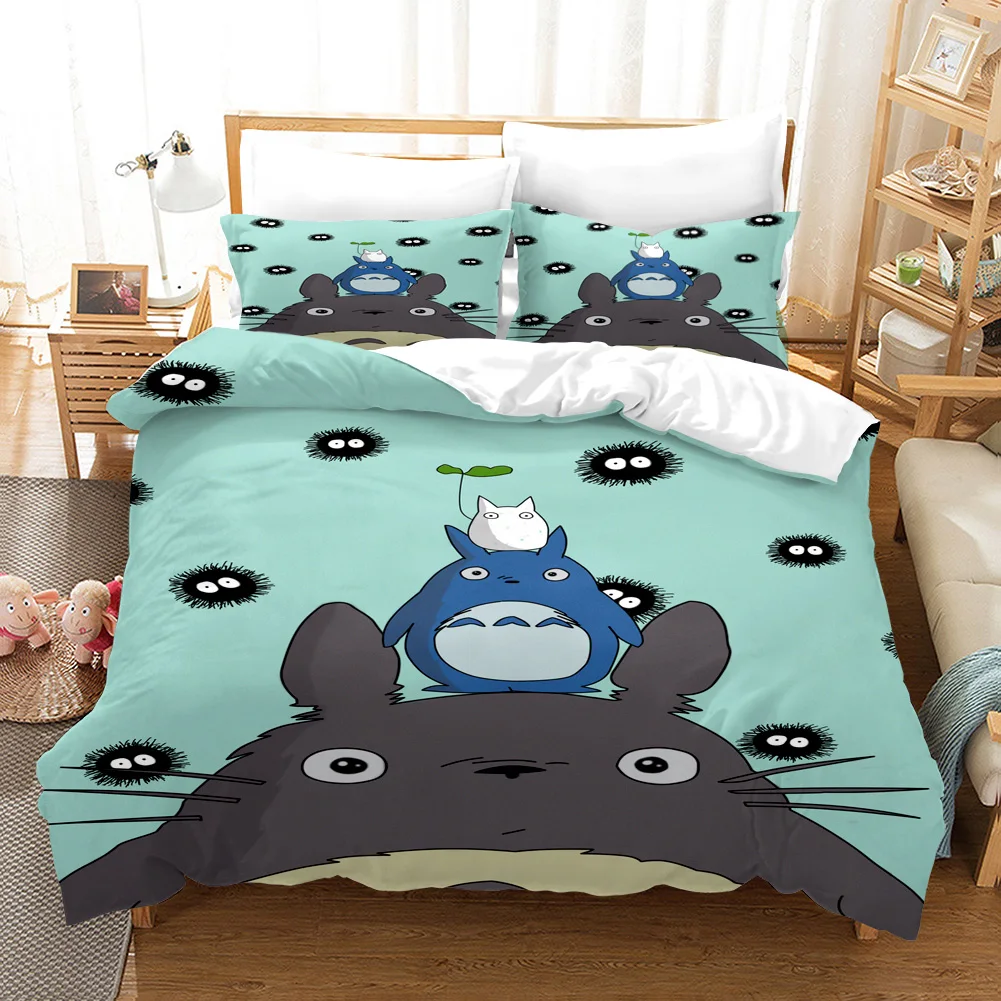 

Anime My Neighbor Totoro Bedding Set Boys Girls Twin Queen Size Duvet Cover Pillowcase Bed Kids Adult Fashion Home Textileextile