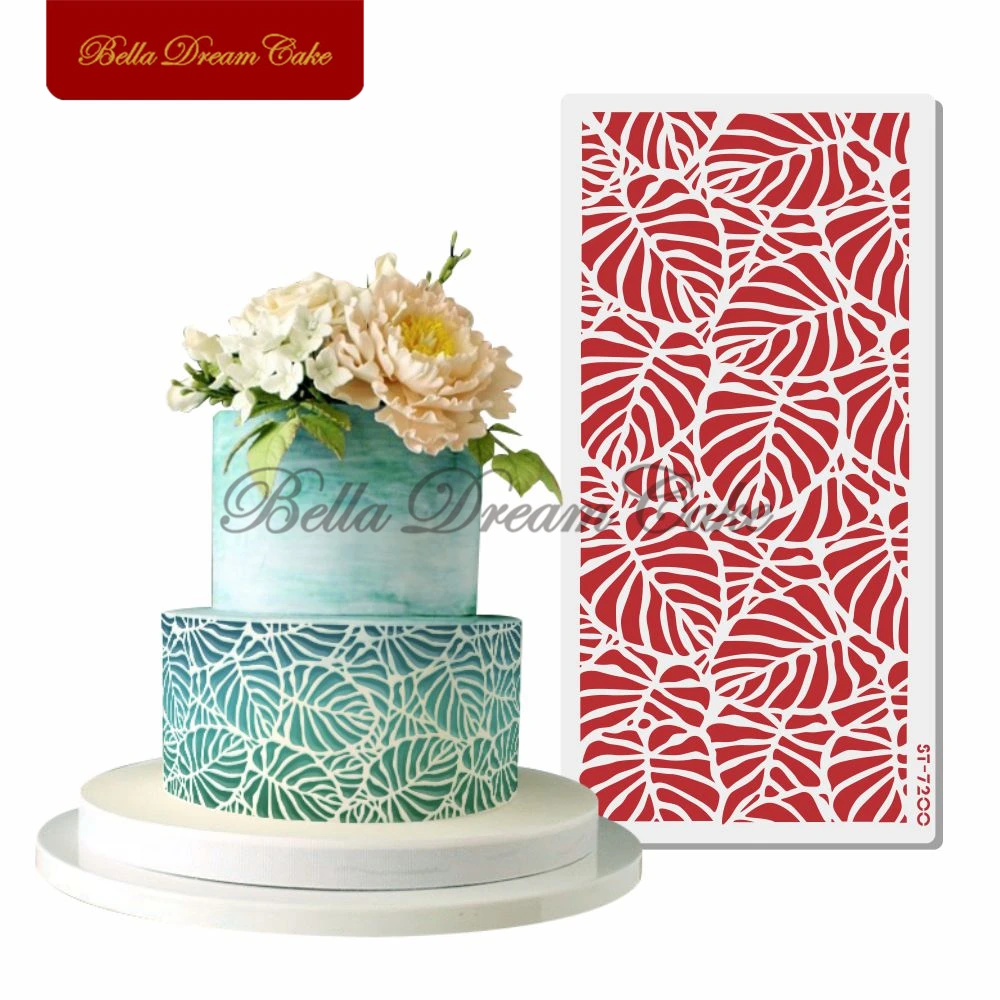 Кружевной трафарет для торта с узором листьев Monstera шаблон украшения домашних