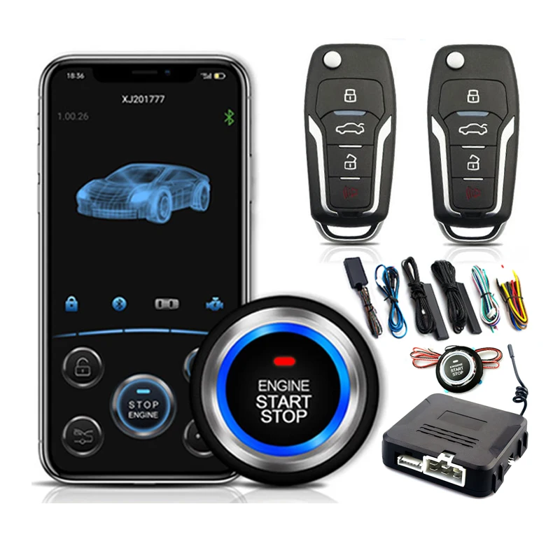 

One Button Start Stop Autostart Keyless Entry System PKE Automatic Central Locking Mobilephone Remote Control Car Engine Start