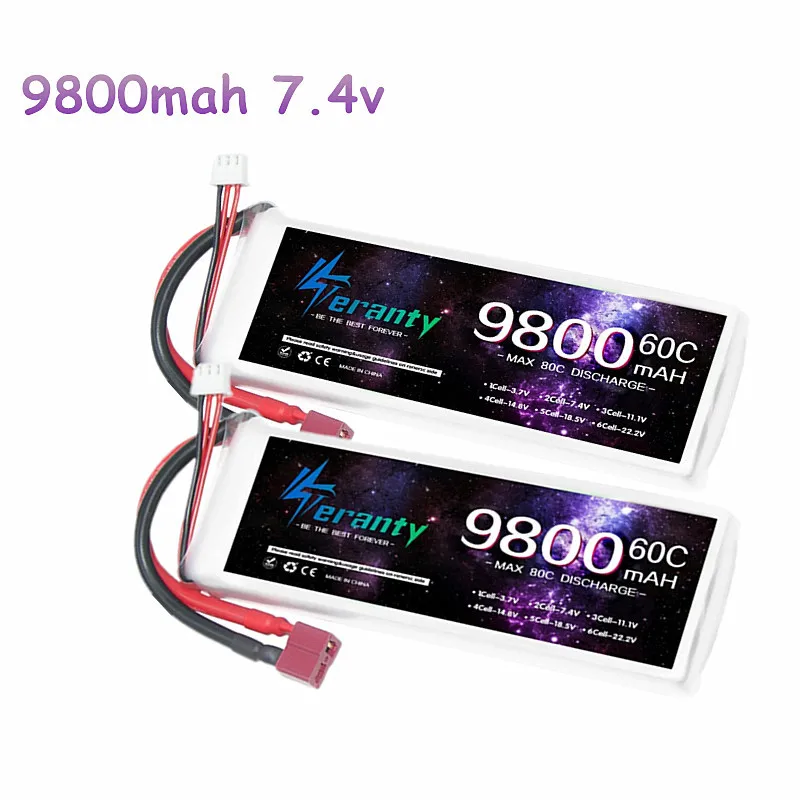 

9800mAh 2S Lipo Battery for 9800mAh 60C 7.4V with Deans T Plug RC Vehicle Car Truck Tank Buggy Truggy Racing Hobby XT60 XT90