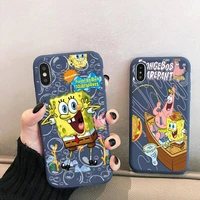 cartoon spongebob best friends phone case for iphone 13 12 mini 11 pro xs max x xr 7 8 6 plus candy color blue soft silicone
