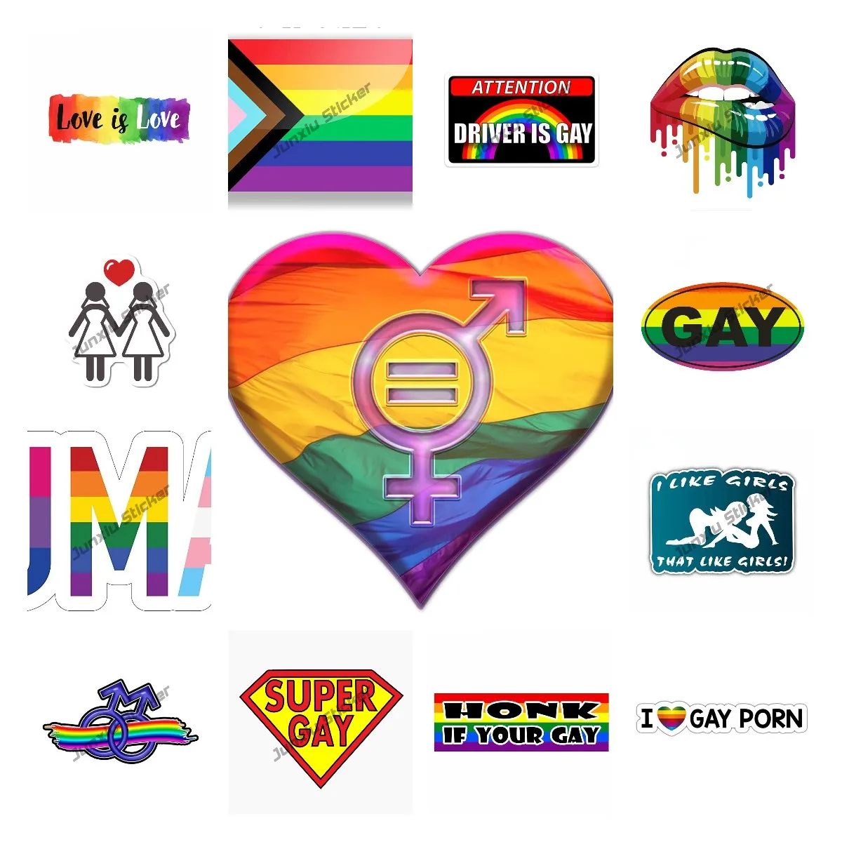 

Creative Decals Human Rights Gay Lesbian Equal Sign Decals Heart Window Laptop Car Sticker Car Accessories Glue Sticker KK13cm