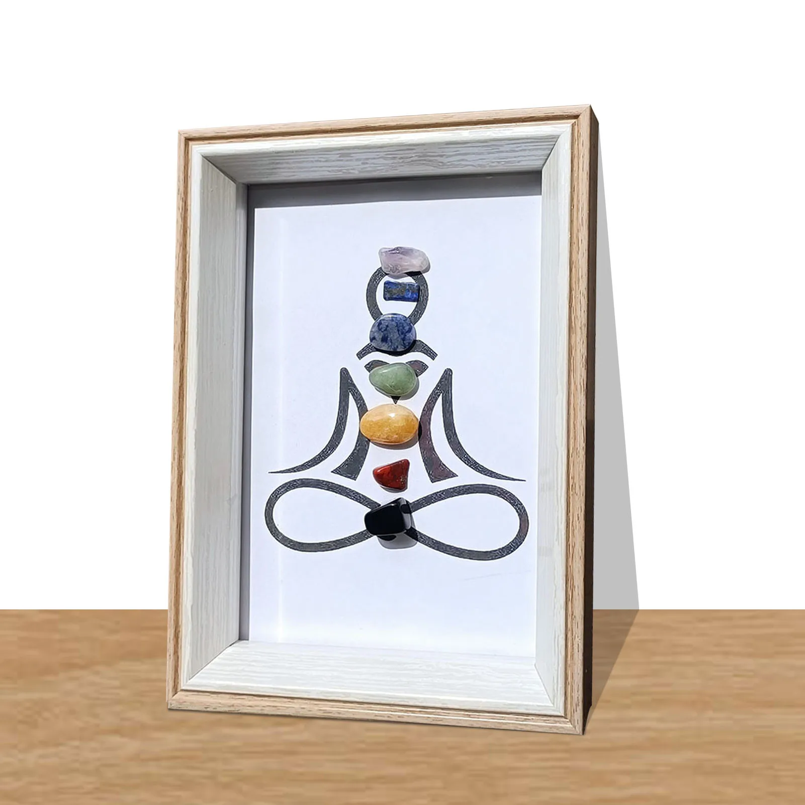

Natural Ore Stone Ornament Colorful Natural Ore Gemstone Artwork Exquisite Mineral Photo Frame Bedroom Home Office Desktop