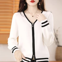 autumn and winter new cashmere sweater womens v neck cardigan womens loose high end fashion shirt long sleeve