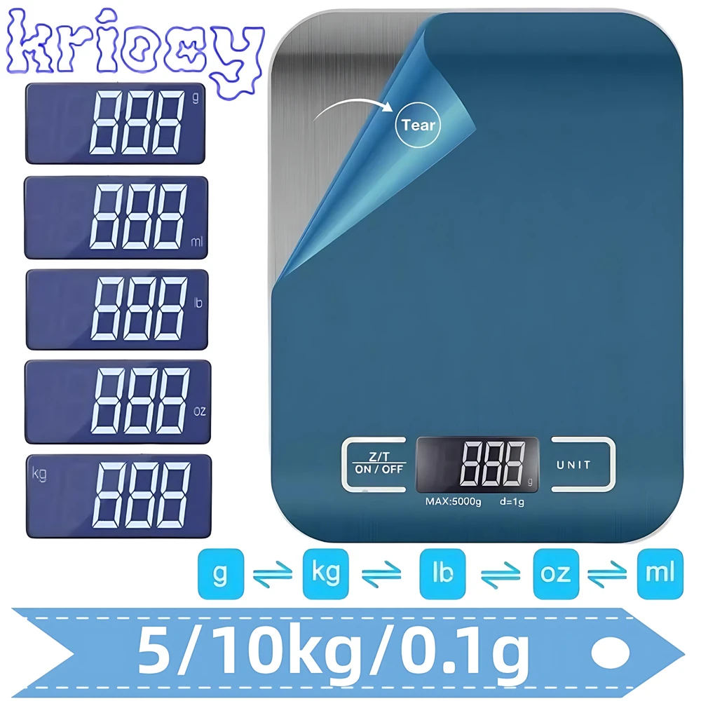

5KG/10KG/0.1g Kitchen Scales Stainless Steel Weighing for Food Diet Postal Balance Measuring LCD Precision Electronic Scales