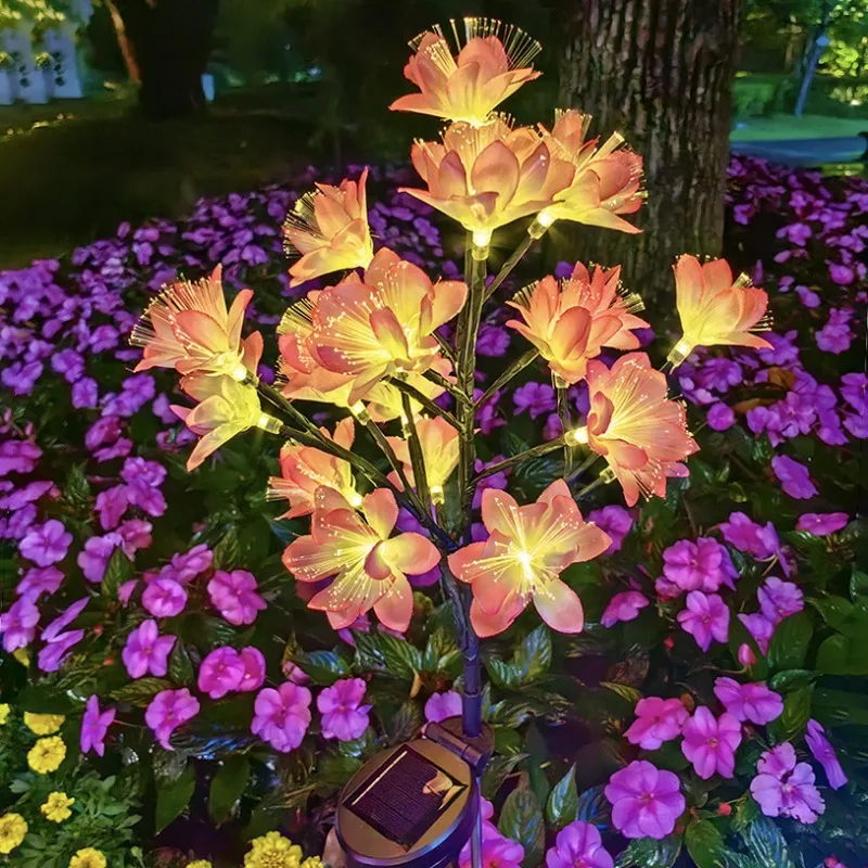 

LED Solar Power Simulation Camellia Flower Lawn Lamp Waterproof Fiber Optic Flower Light Garden Decoration Outdoor Solar Lights