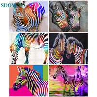 sdoyuno paint by numbers animals zebra pictures oil painting by number set gift coloring by numbers on canvas home wall decor