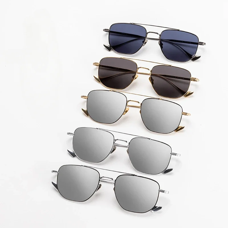 Новые солнцезащитные очки из чистого титана с двойным лучом в стиле ретро для